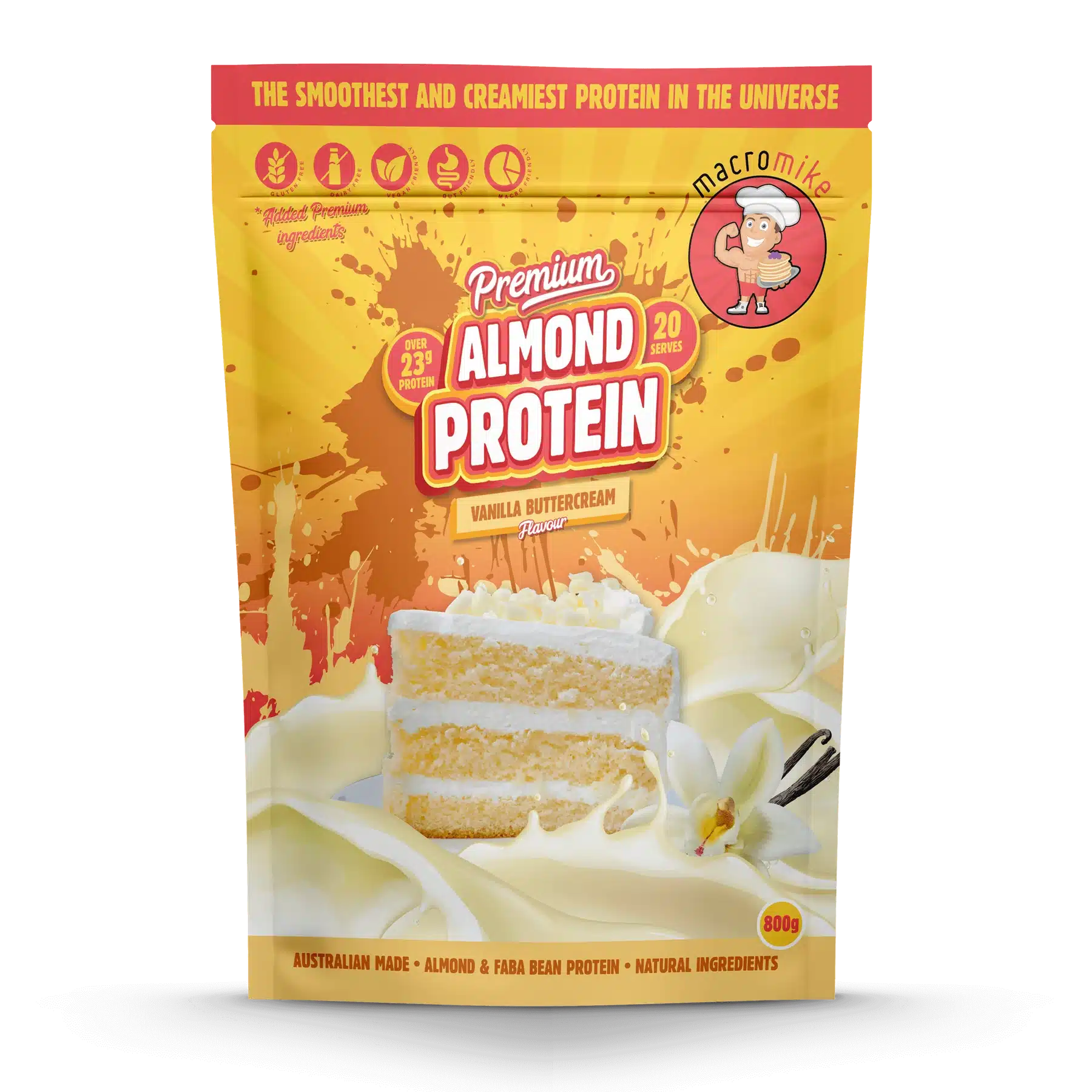 Macro Mike - Vanilla Buttercream Premium Almond Protein (800g bag)